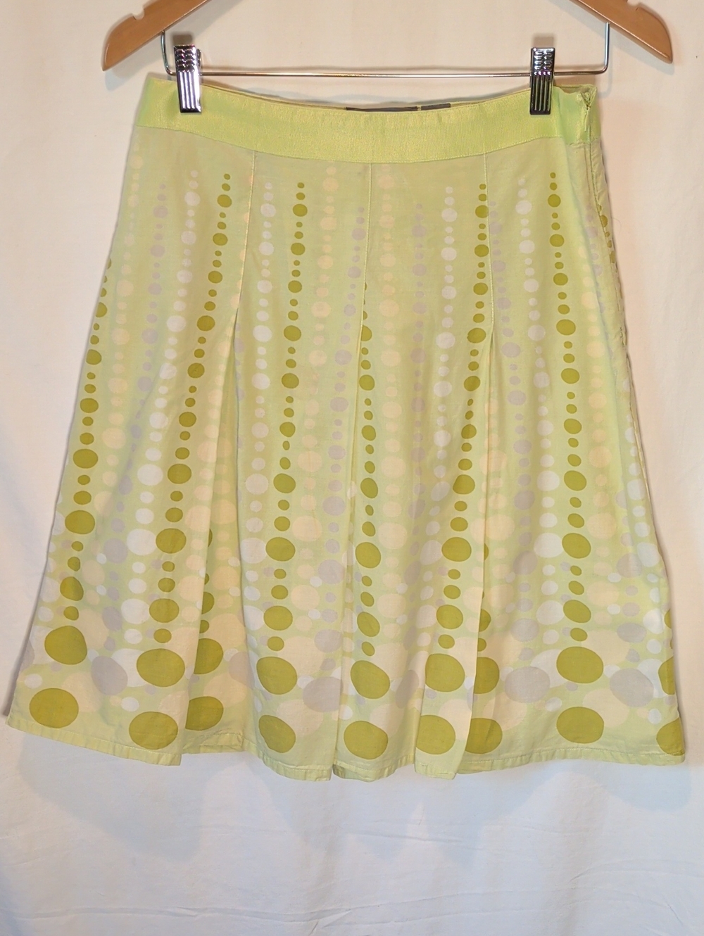 Hillard & Hanson Light Green Dot-Print Skirt